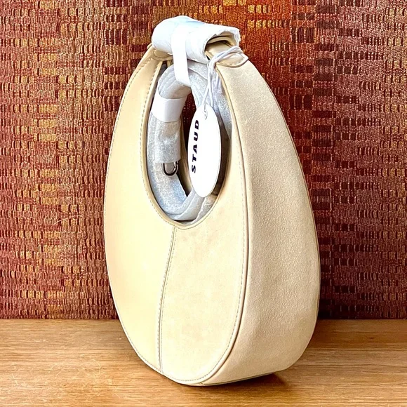 🌺🎉HP🎉🌺 NWT Staud Mini Moon Split Bag Oat - Picture 5 of 16